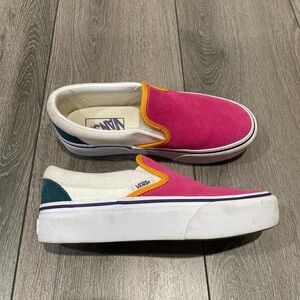 Vans Pink and White Slip-On Sneakers